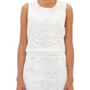 ALC Outfit. White crochet Top & Skirt with silk lining.